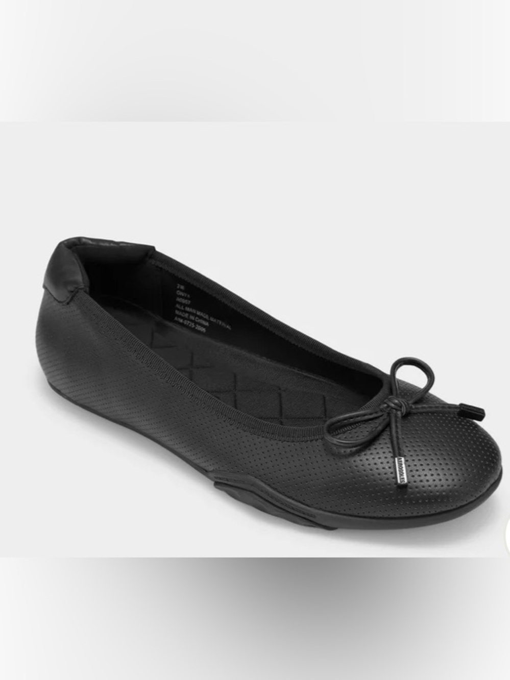 AEROSOLES Black Quilted Ballet Flats with Bow Sneakerina style